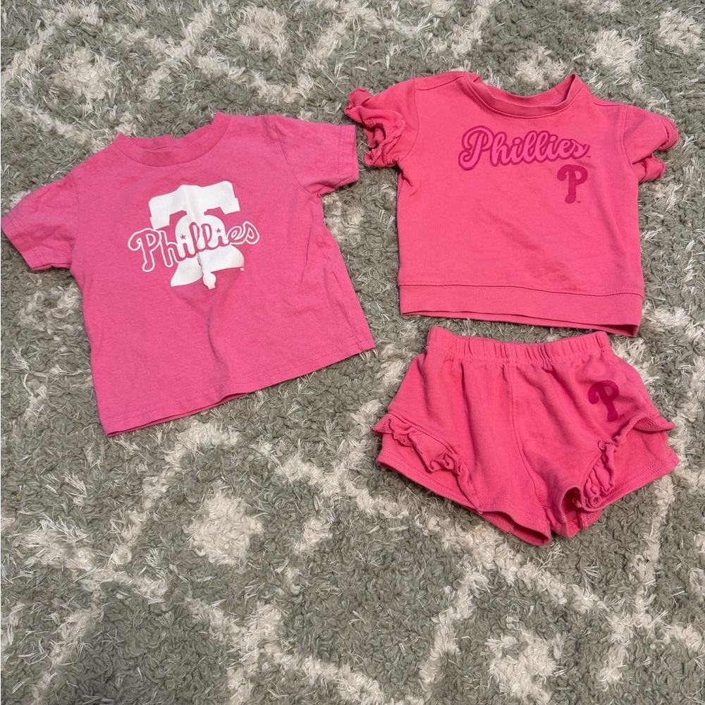 Pink Phillies Set & T-Shirt Toddler Girl